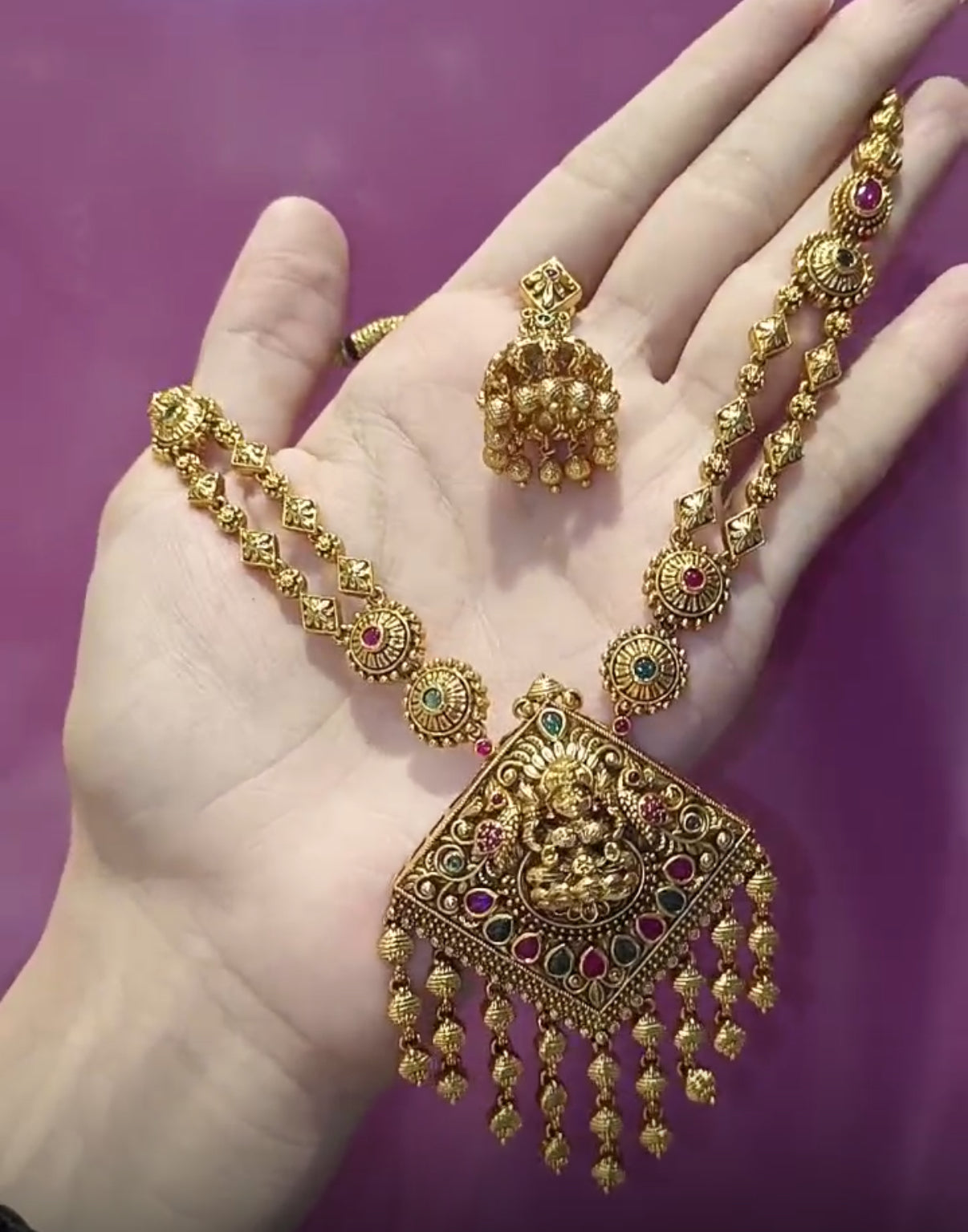 Premium antique finish Lakshmi layered necklace - limited stock