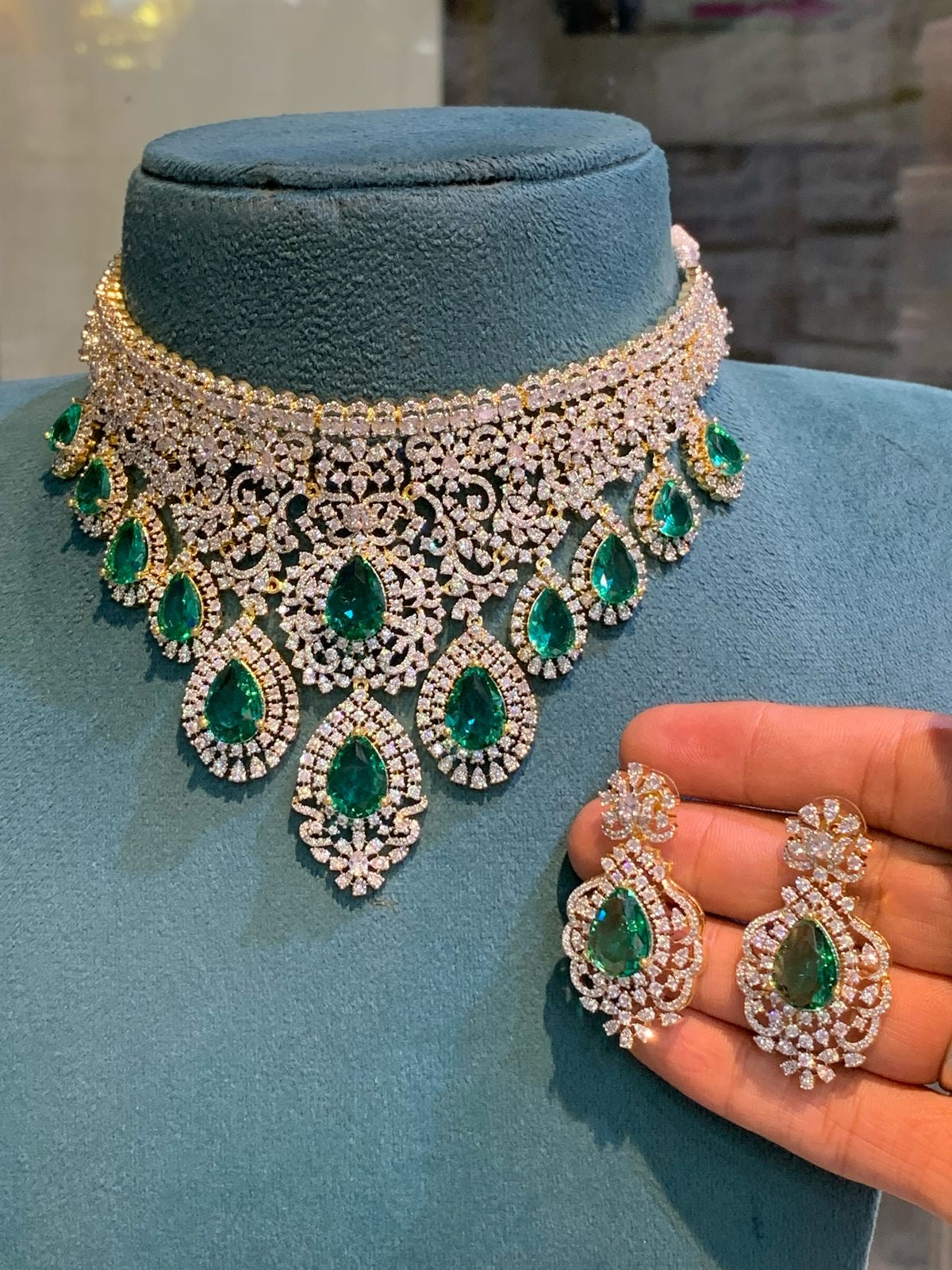Premium AD stone diamond replica bridal necklace