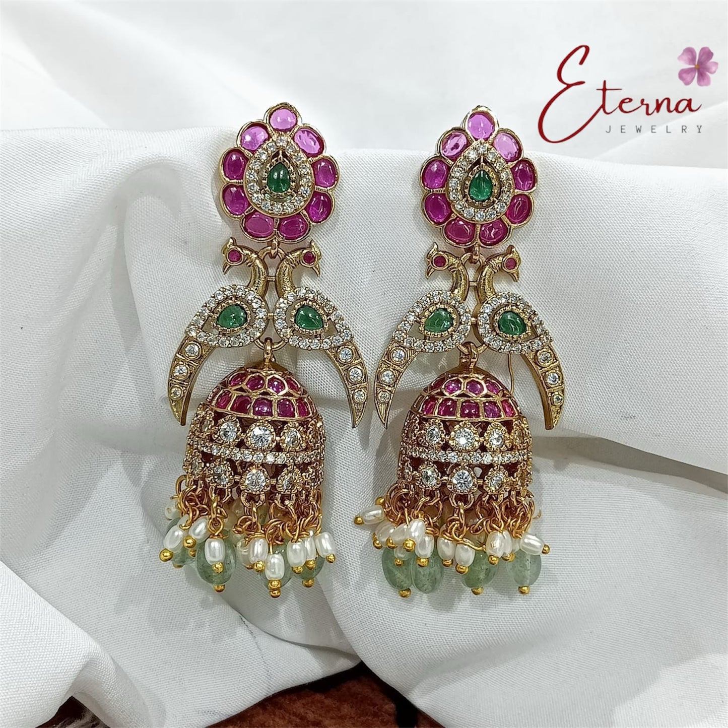 Exquisite Jadau Peacock Earrings | Luxury Ruby & Emerald Jewelry for Indian Brides