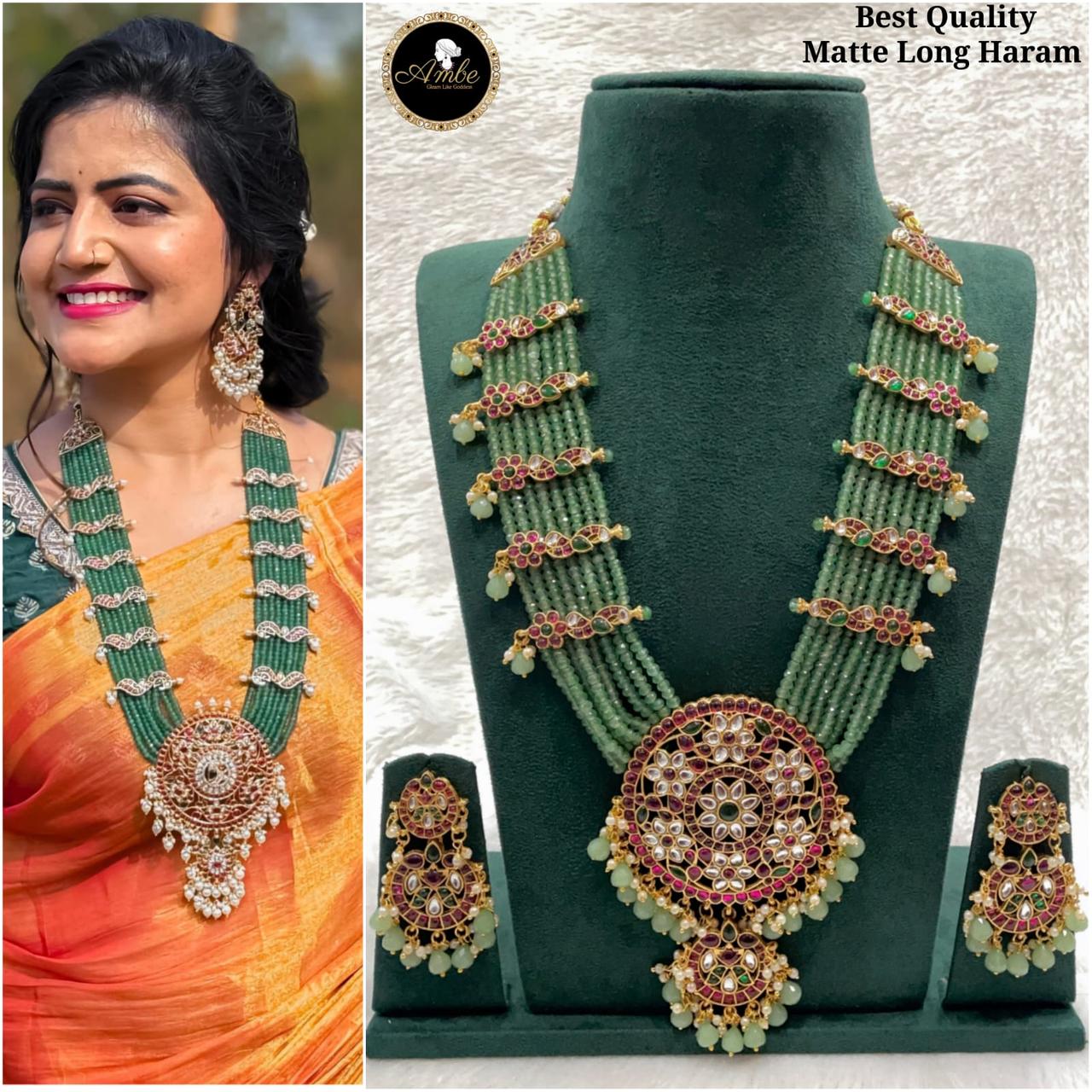 Trending Viral Green Beads Bridal Haram | Luxury Indian Wedding Jewelry