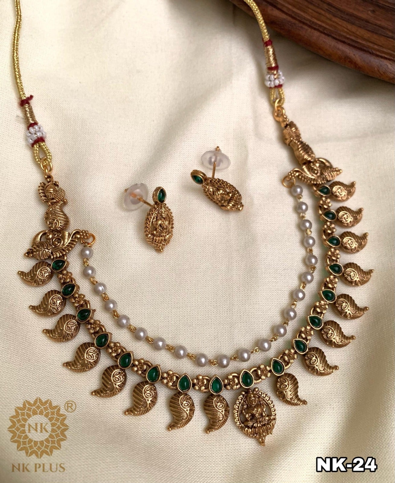 Lakshmi Green Stone Mango Temple Set