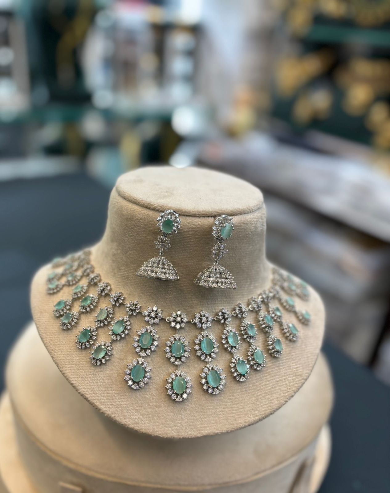 Premium Diamond Ad stone Bridal necklace