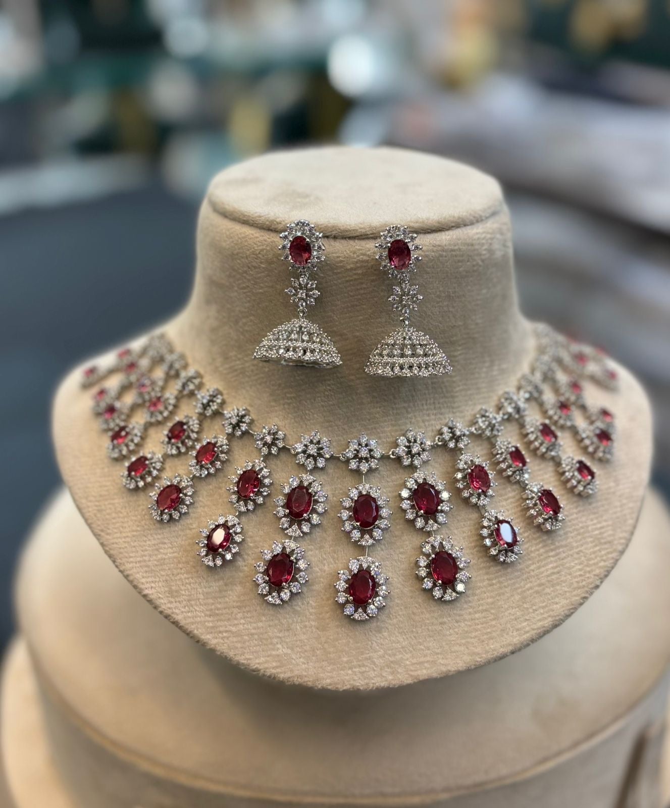Premium Diamond Ad stone Bridal necklace