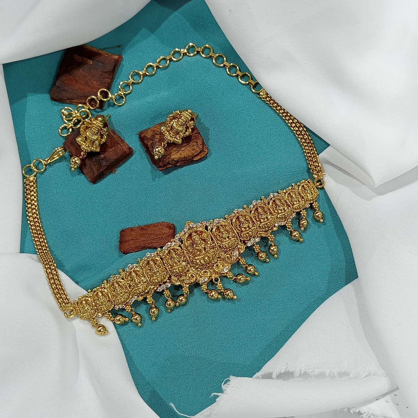Premium gold replica Lakshmi choker