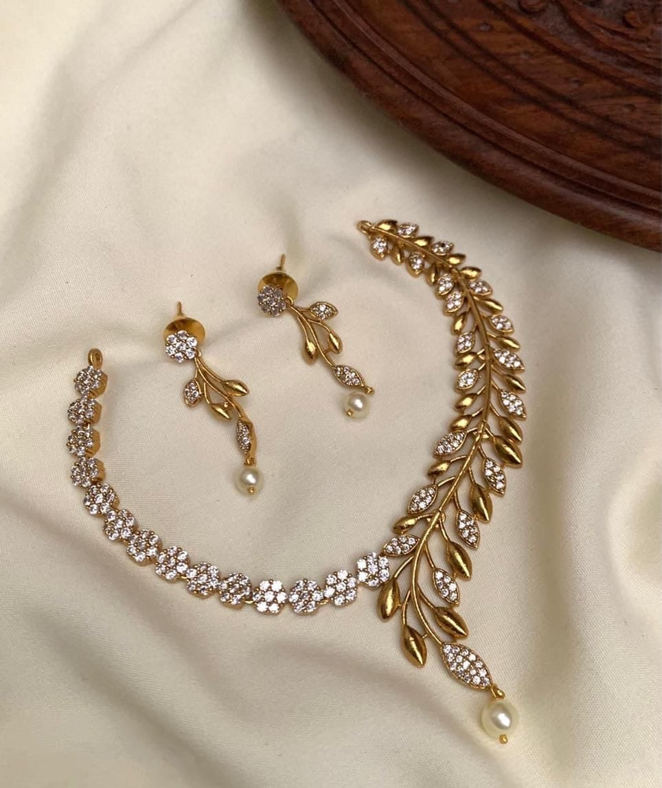 Premium Ad stone gold finish necklace