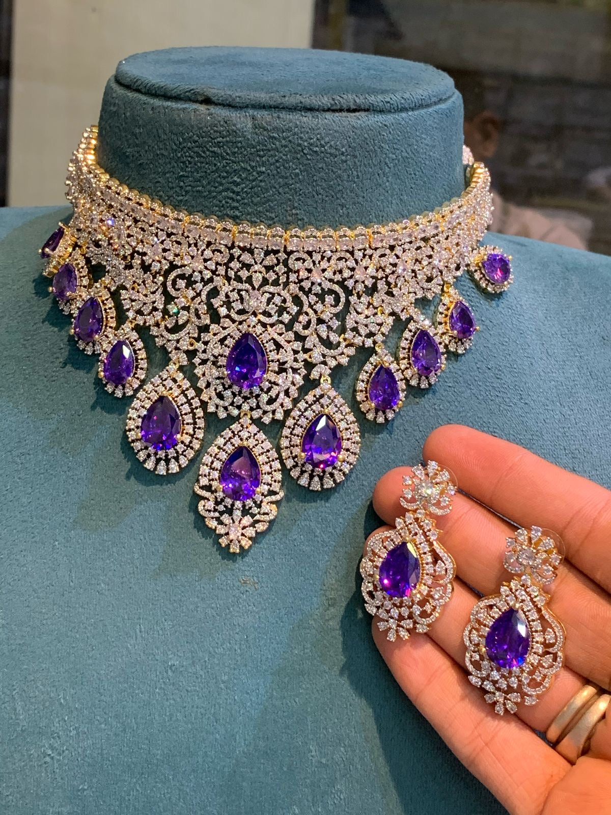 Premium AD stone diamond replica bridal necklace