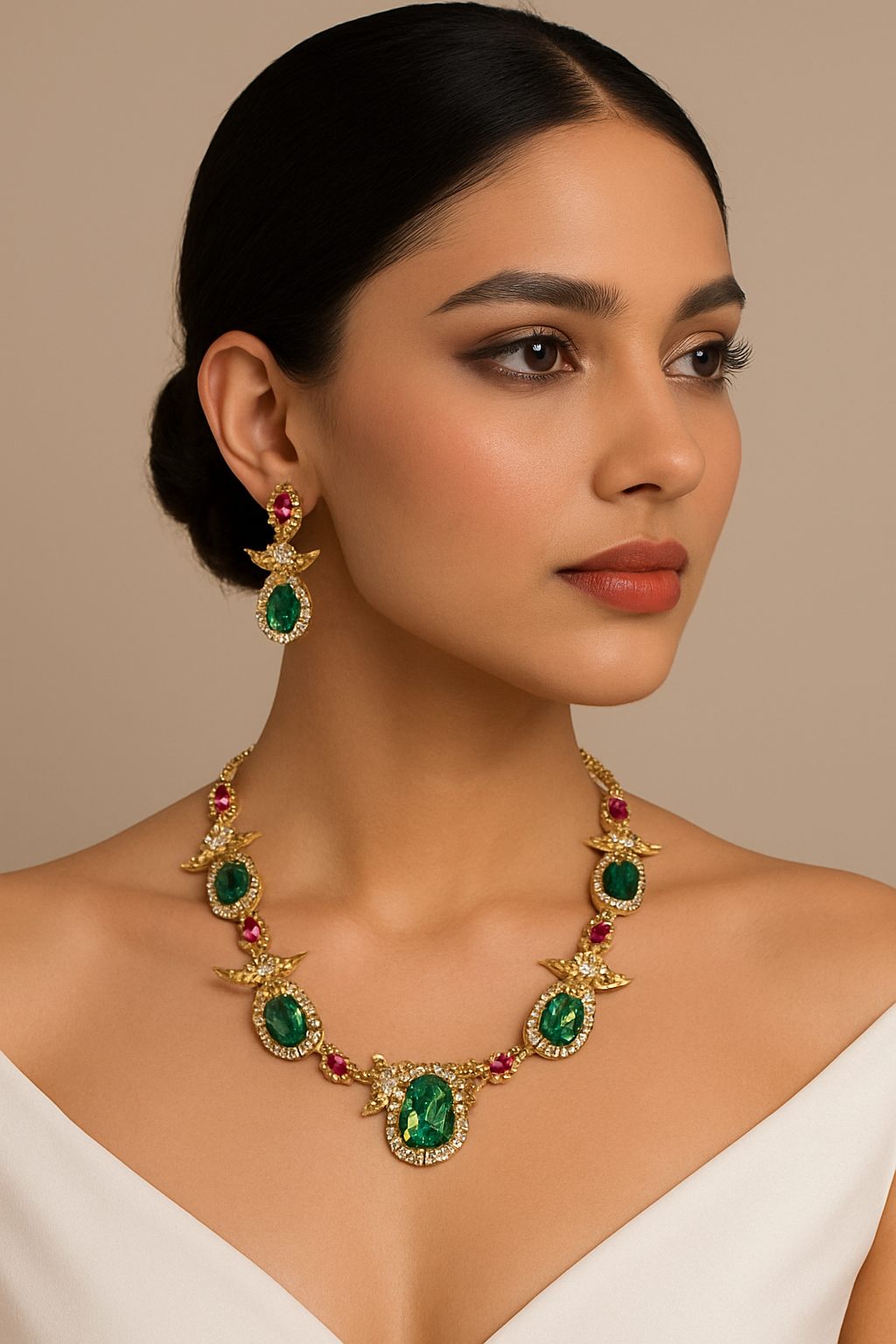 Rama peacock Victorian diamond replica necklace set