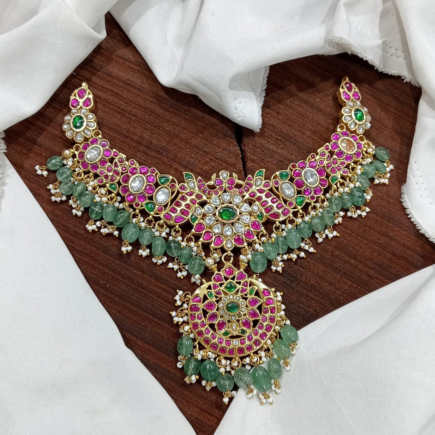Luxury kemp Jadau beads necklace
