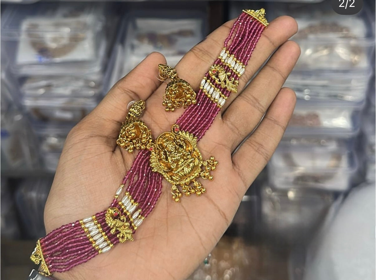 Premium onyx beads Lakshmi choker- elite buyers