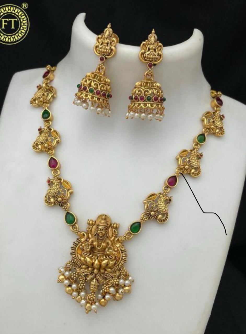 Premium Lakshmi peacock necklace