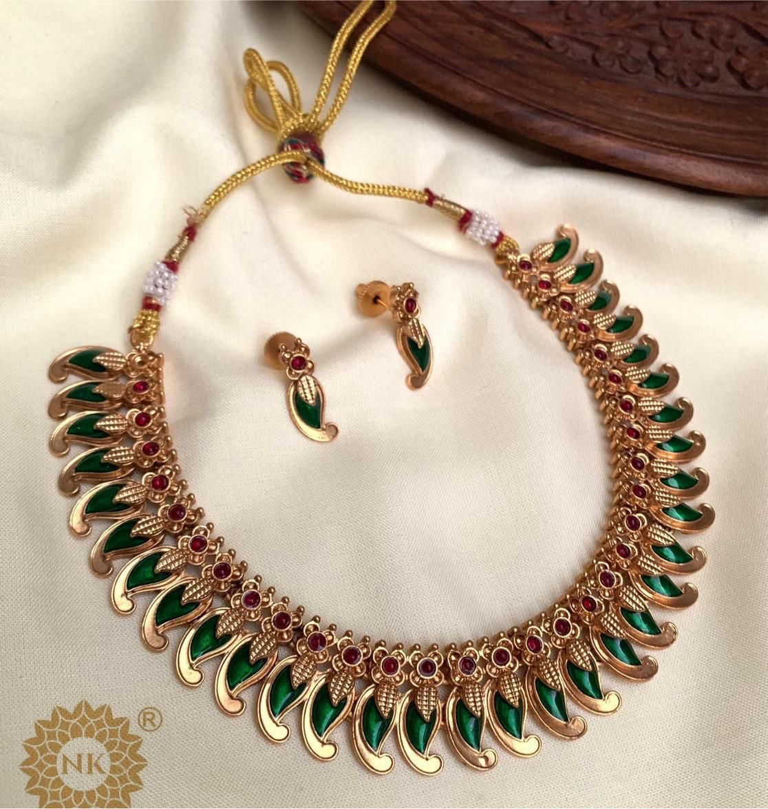Premium gold finish mango necklace