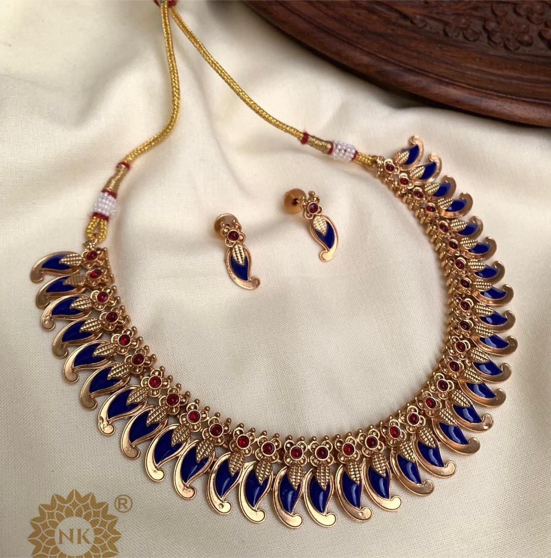 Premium gold finish mango necklace