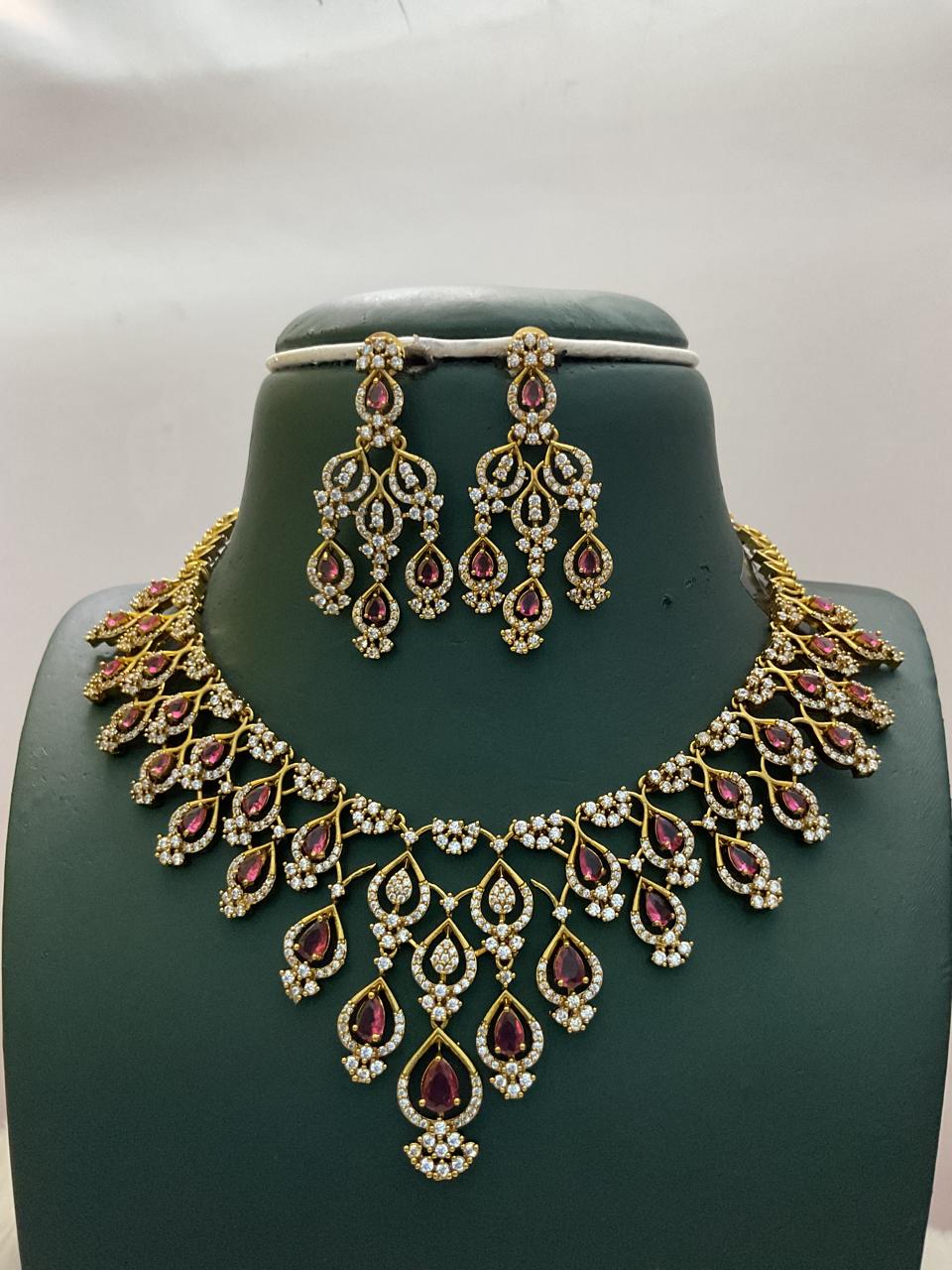 Premium bridal AD diamond necklace set