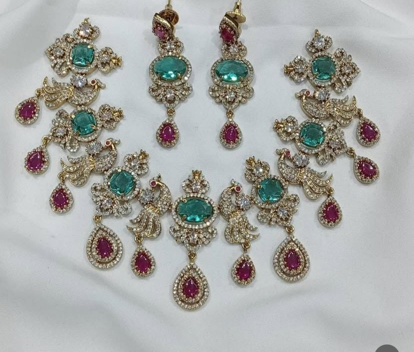 Blue and Red Diamond Replica Grand Necklace: Celeb-Inspired