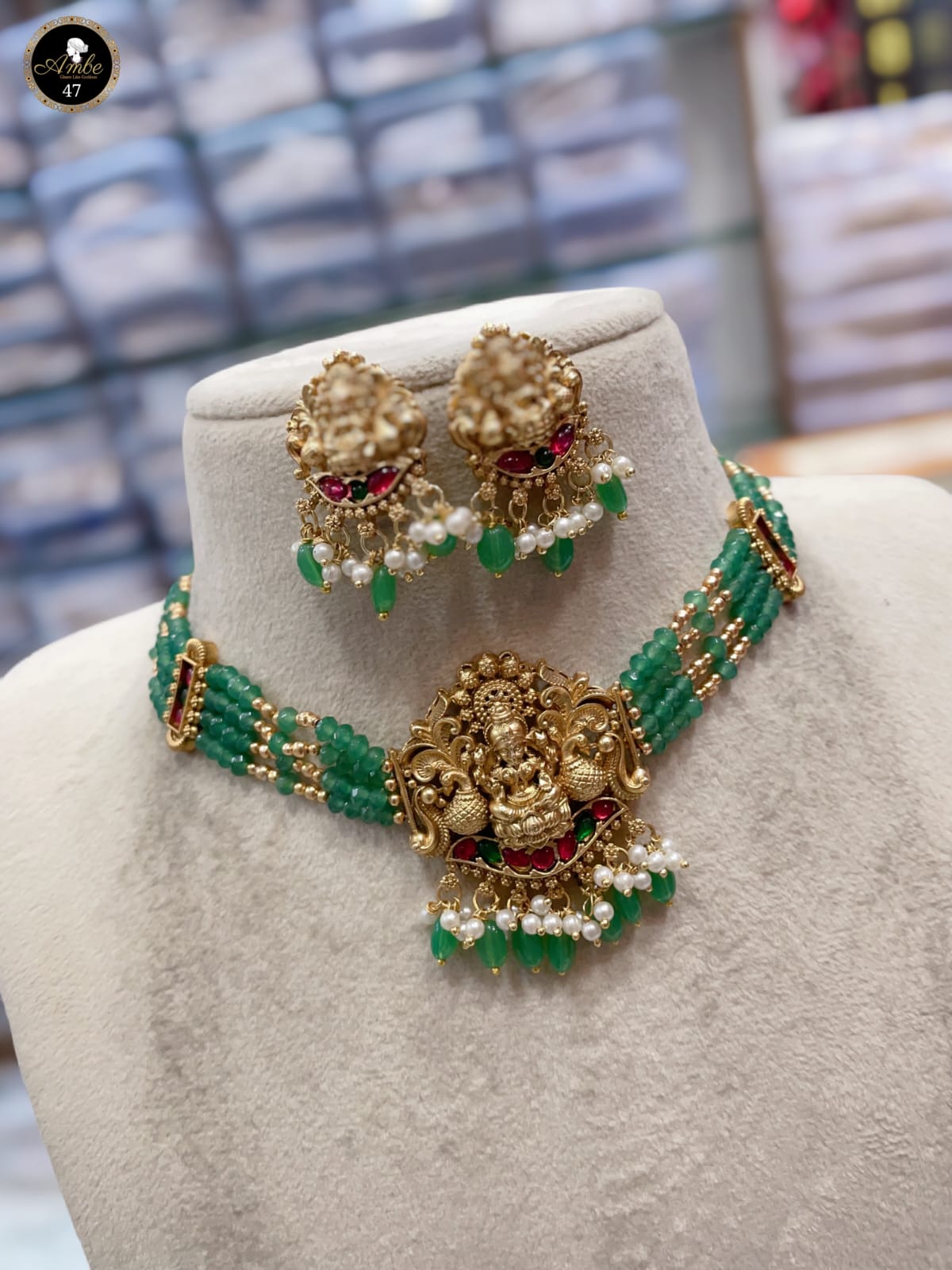 Premium Green beads Bridal Set