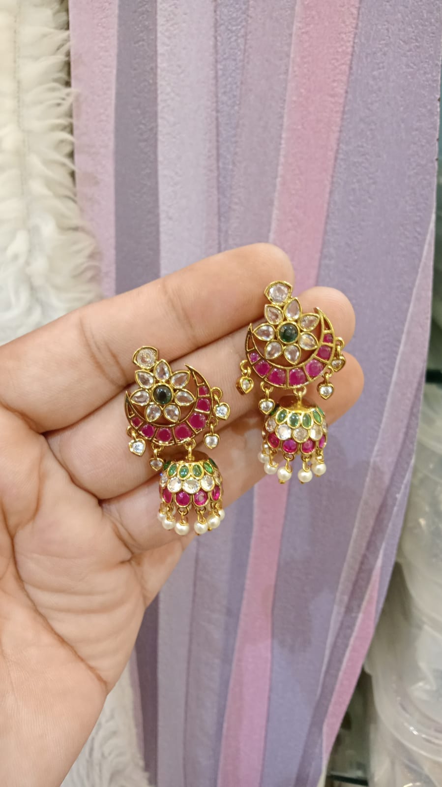 Premium kutty kemp stone jumkas