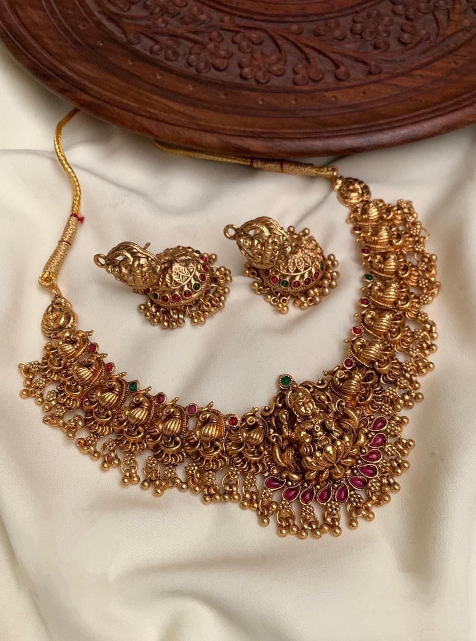 Premium gold replica Lakshmi necklace