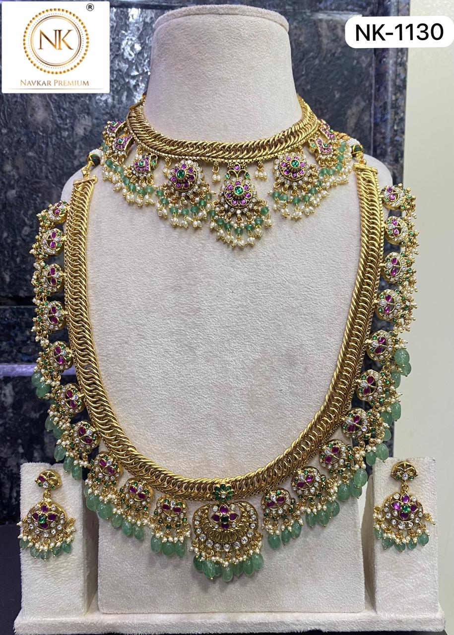 Premium kuttapusalu kemp stones rice pearl beads - Bridal