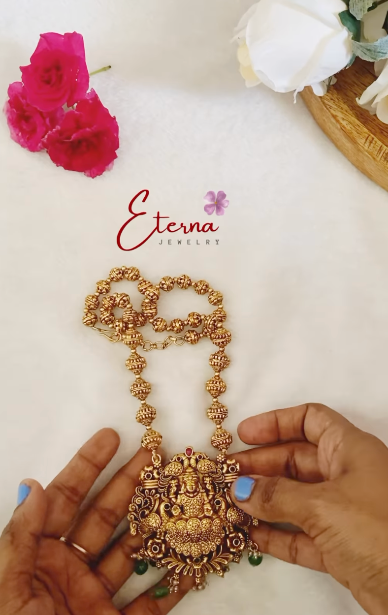 Premium 3D lakshmi mid length haram