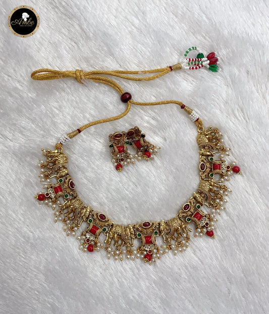 Premium elephant coral necklace