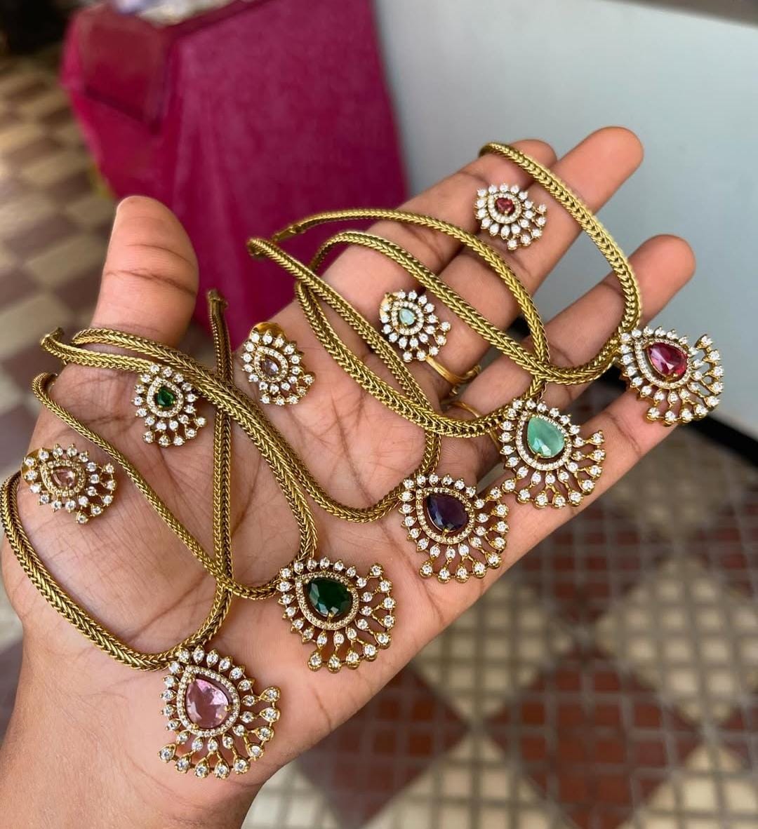 Elegant AD Stone Pendant Necklace Sets – Premium Quality by Swarnika