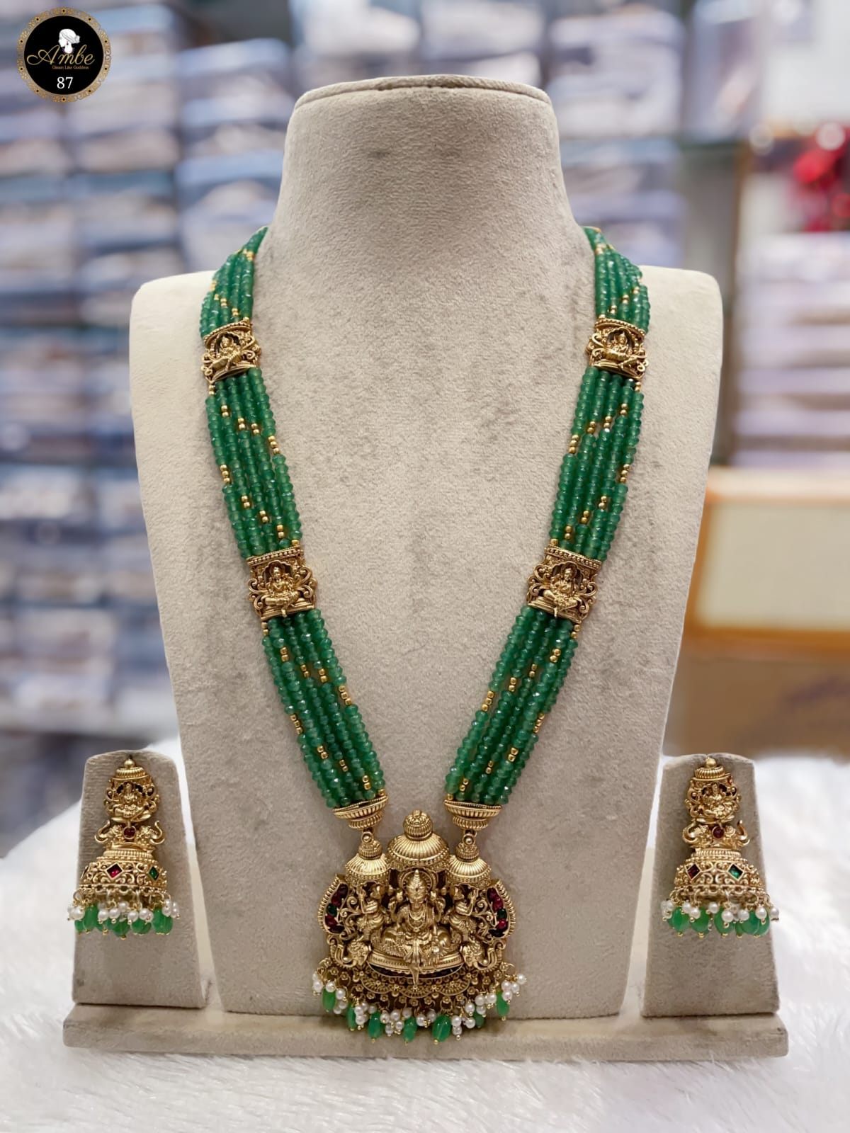 Premium Green beads Bridal Set