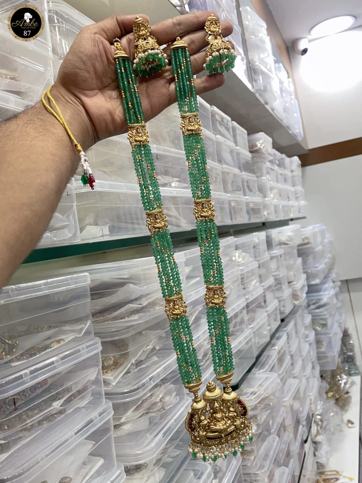 Premium Green beads Bridal Set