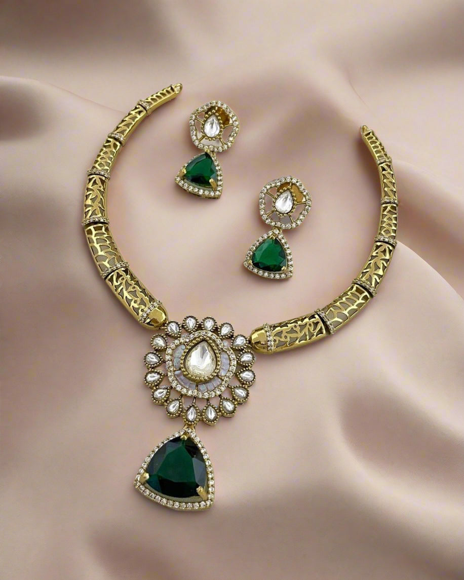Premium Swarnika Emerald Necklace Set | Luxury Indian Jewelry for High-Value Buyers