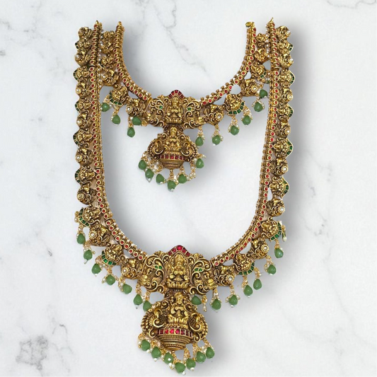 Premium antique finish luxury Lakshmi bridal set