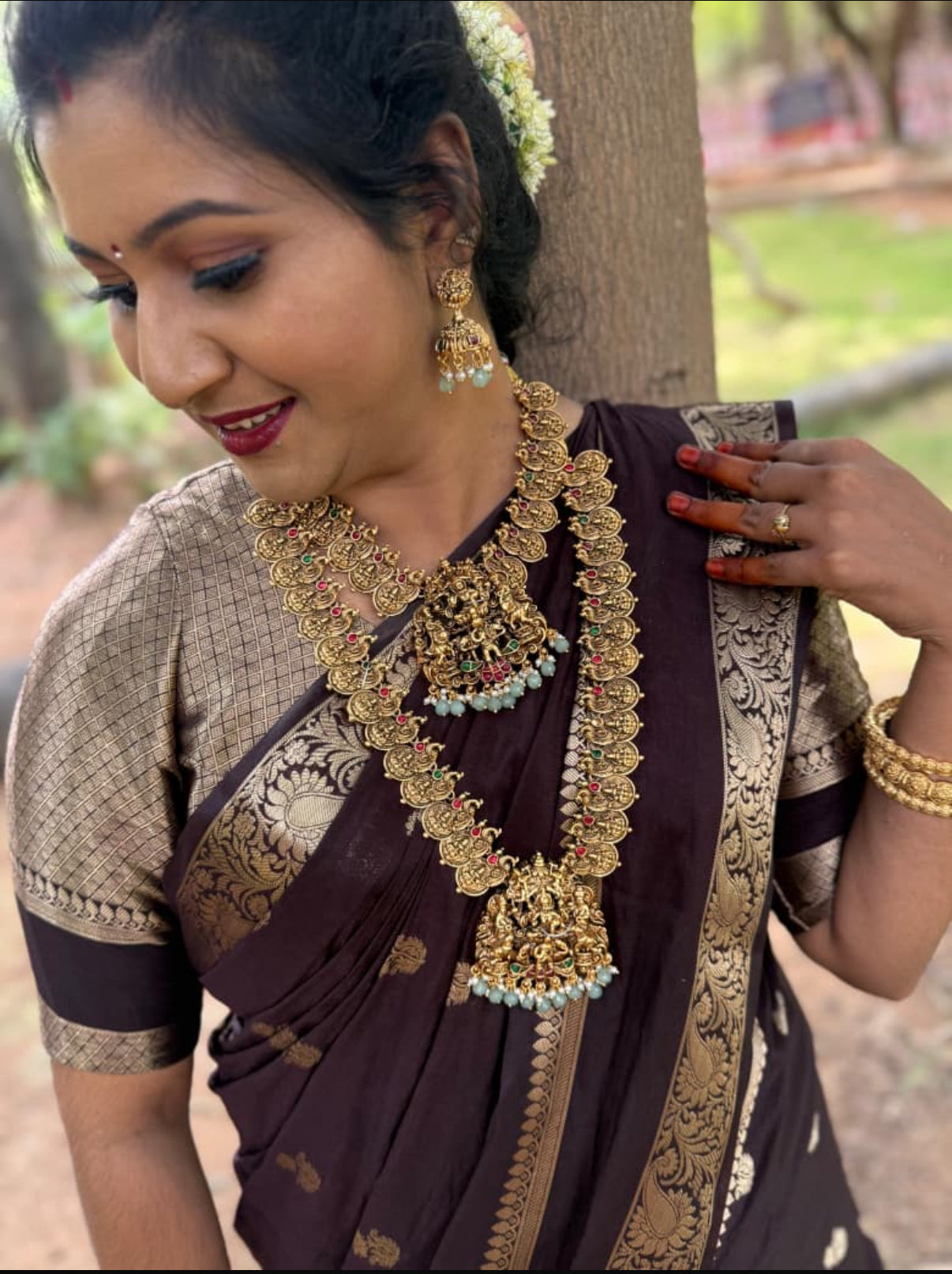 Premium  antique finish Lakshmi kaasu bridal set