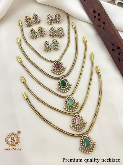 Elegant AD stone diamond Pendant necklace – Premium Quality by Swarnika