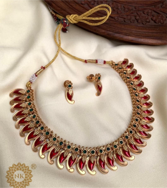 Premium gold finish mango necklace