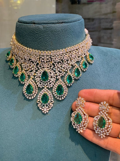 Premium AD stone diamond replica bridal necklace