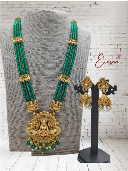 Traditional Lakshmi Pendant Beaded Haram – South Indian Antique Jewelry by Eterna