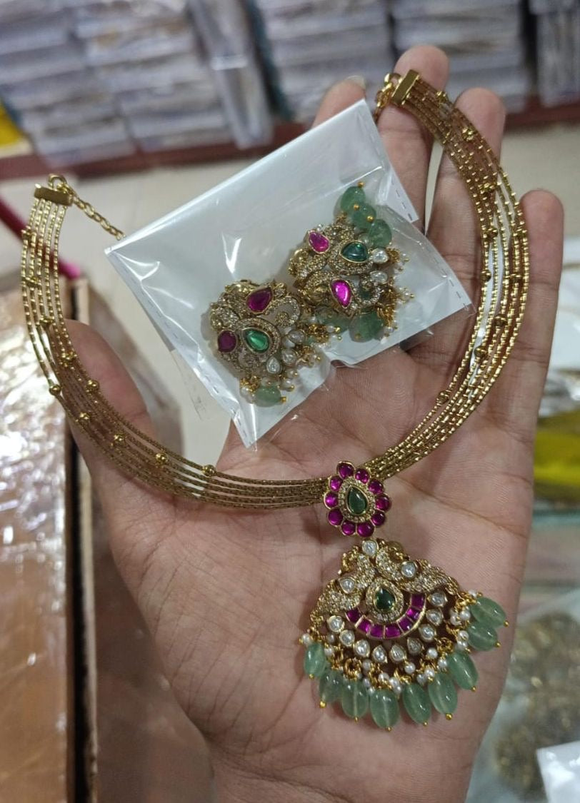 Premium jadau stone hasili necklace
