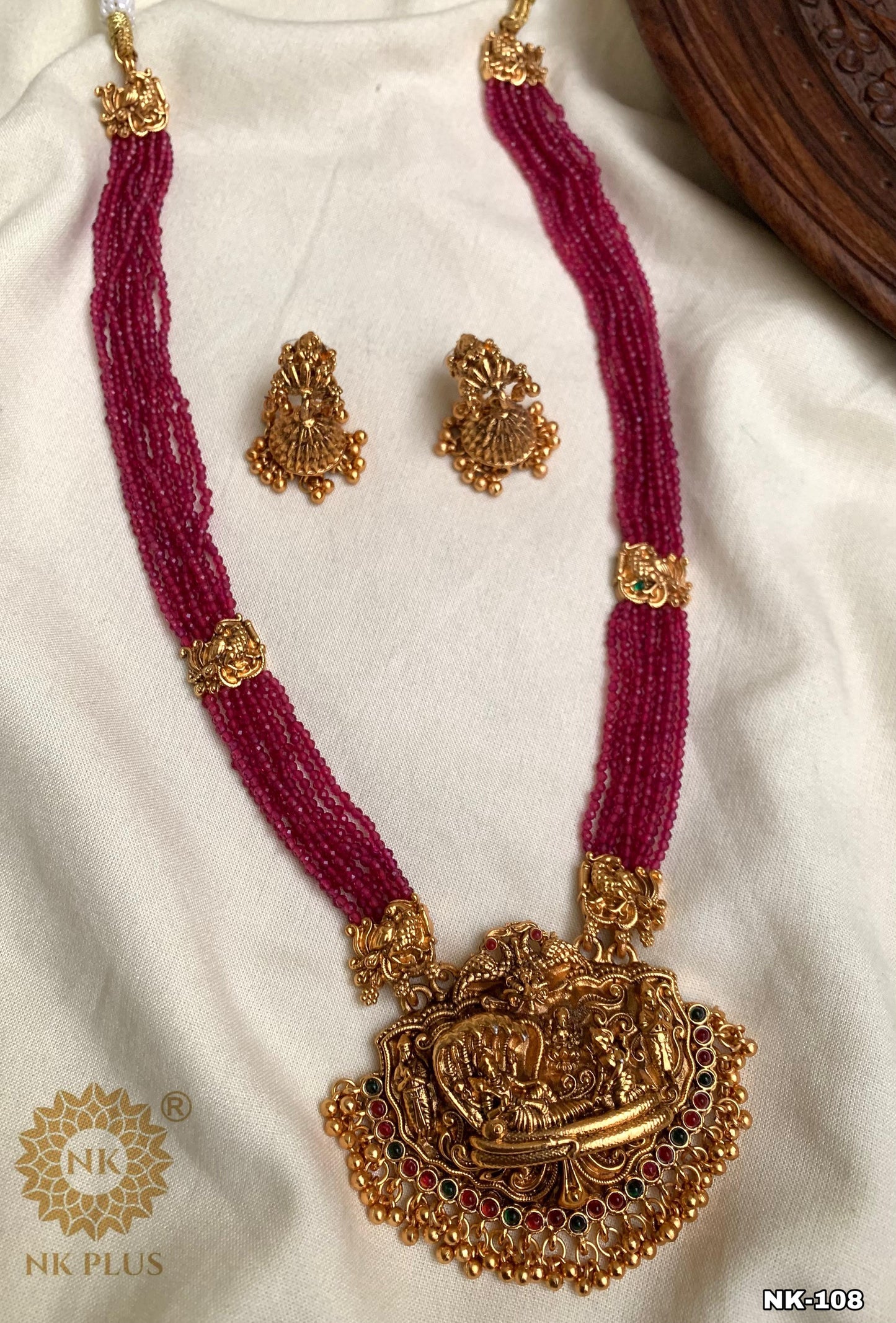 Exquisite Antique Green Luxury narayana Haram | Antique Finish Indian Jewelry for Elite Buyers
