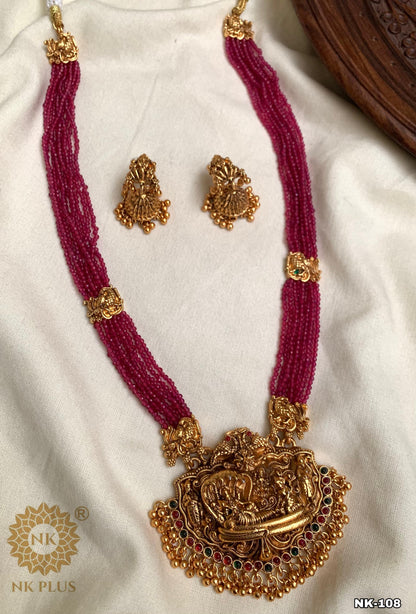 Exquisite Antique Green Luxury narayana Haram | Antique Finish Indian Jewelry for Elite Buyers