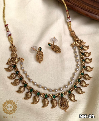 Lakshmi Green Stone Mango Temple Set