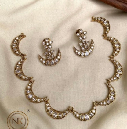 Premium diamond replica moon necklace