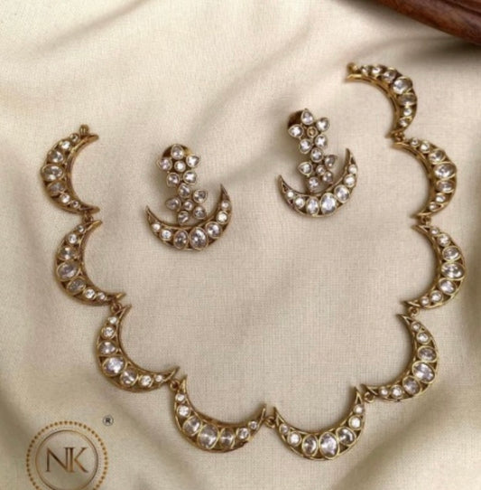 Premium diamond replica moon necklace