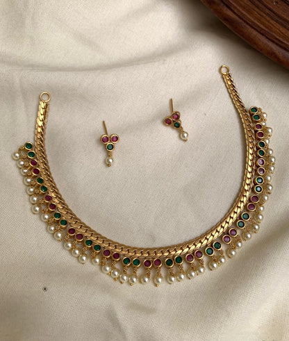 Premium kemp stone Pearl necklace