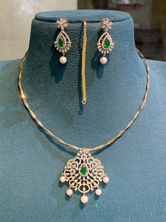 Platinum gold chain with diamond pendant