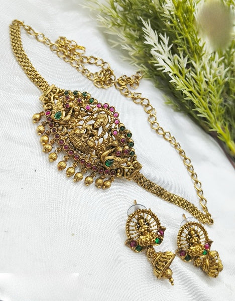 Premium antique gold finish bridal choker