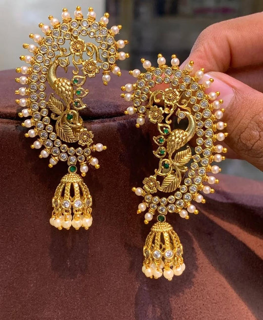 Stunning Peacock Jhumka Earrings | Luxury Indian Jewelry for Weddings