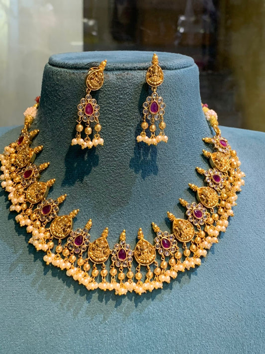 Premium Lakshmi pearl necklace