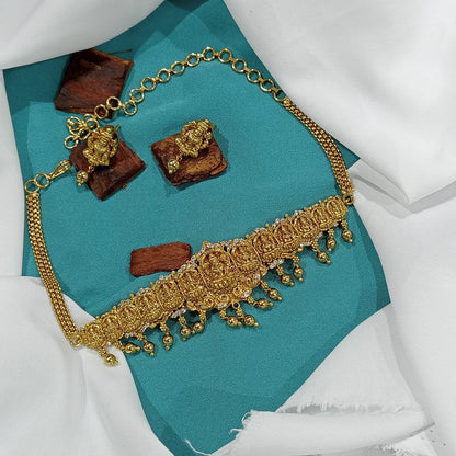 Premium gold replica Lakshmi choker