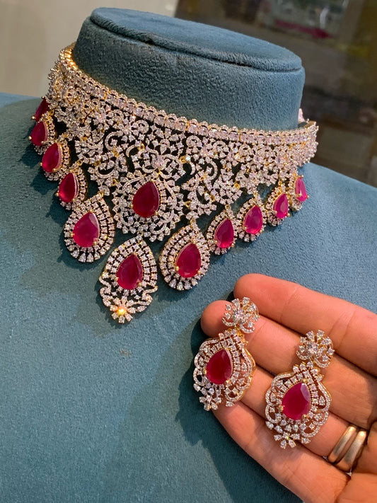 Premium AD stone diamond replica bridal necklace