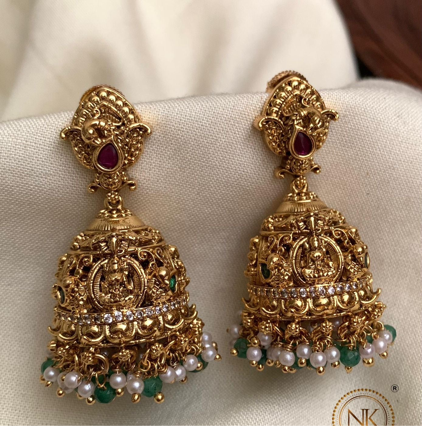 Premium gold replica 3D jhumkas