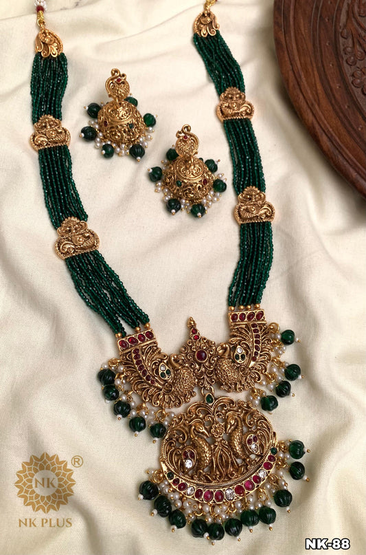 Exquisite Antique Green/pink onyx  Luxury Haram | Antique Finish Indian Jewelry for Elite Buyers