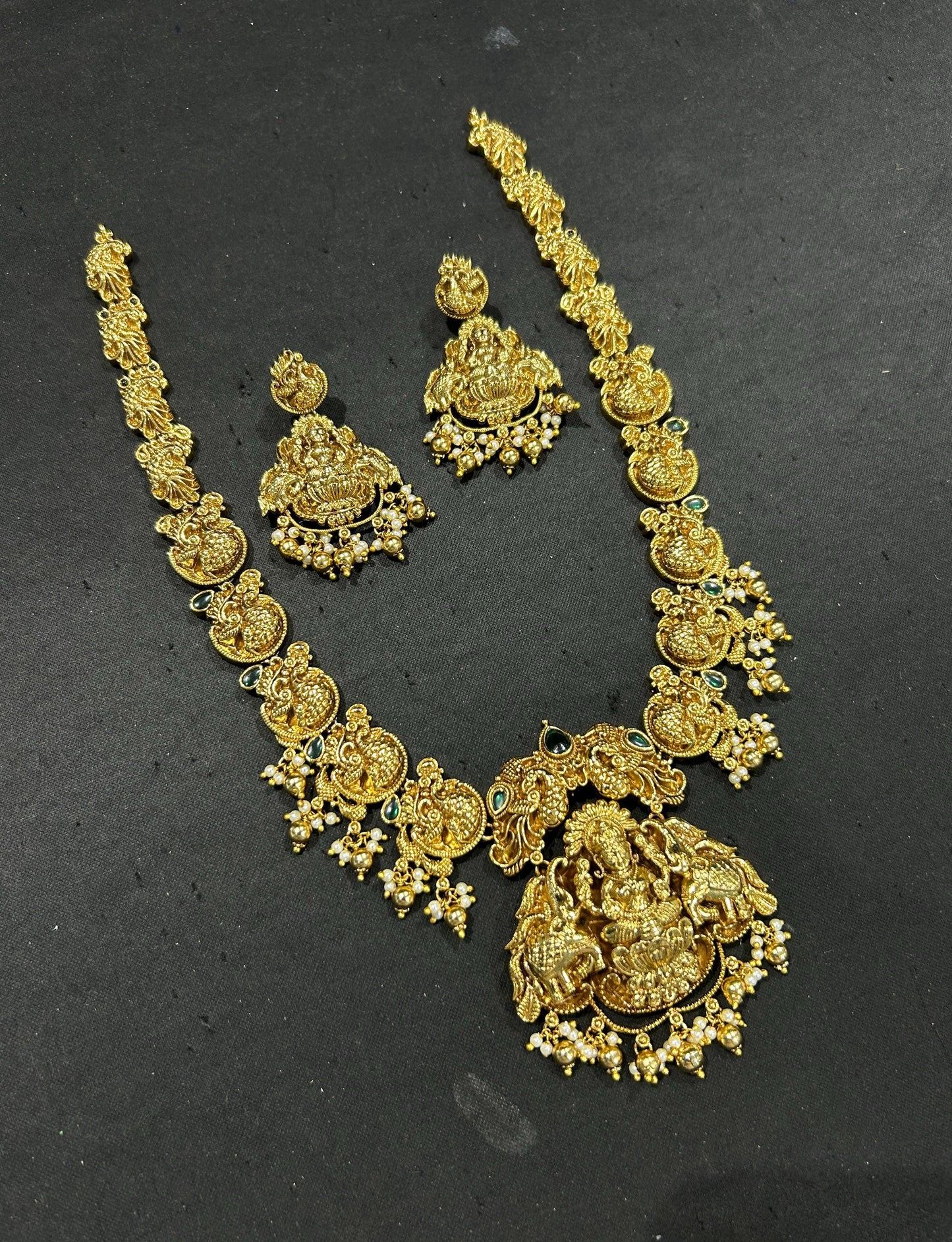 Royal antique finish Lakshmi peacock haram